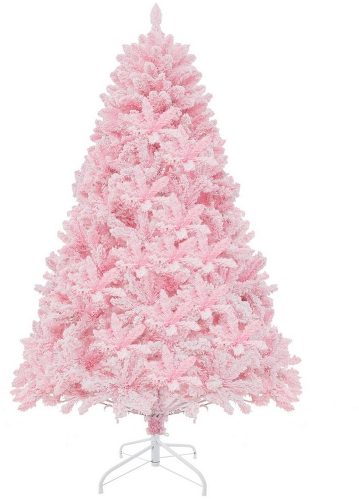 COSTWAY Künstlicher Weihnachtsbaum, mit Schnee, 8 Lichtmodi, 180cm, Pink Bild 1