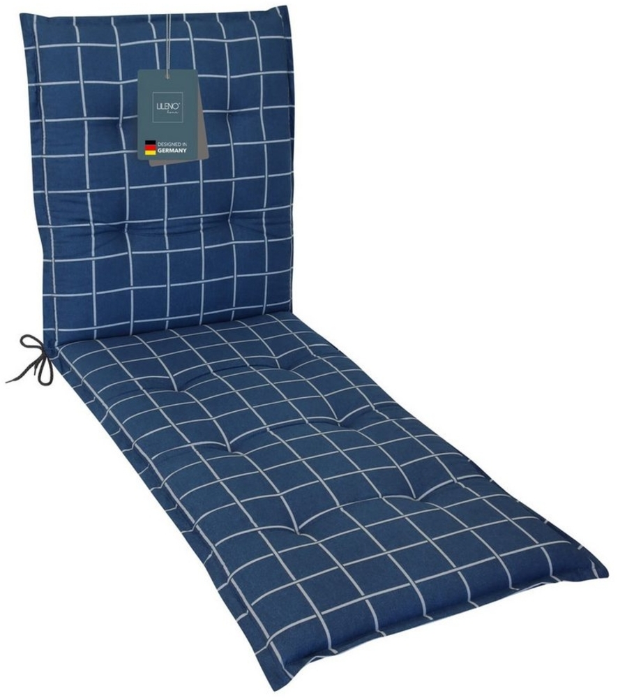 LILENO HOME Liegenauflage perfekt für Strandliege, Sonnenliege Auflage, Gartenliege Auflage, (1er Set), Polster Auflage für Rollliegen Yacht Karo-Dunkelblau, Sitzpolster Bild 1