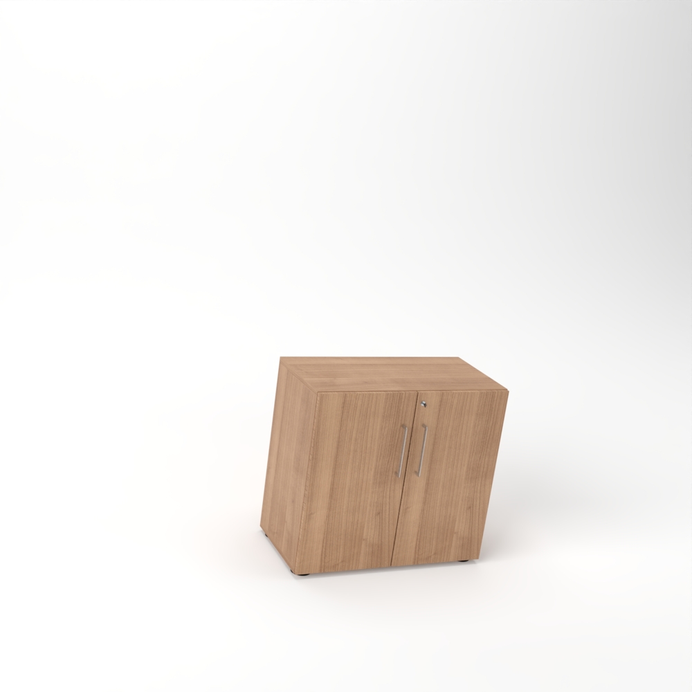 Rheinland Möbel Flügeltürenschrank Cabino 80×42×75 cm – abschließbarer Aktenschrank 2OH in Nussbaum mit 110° Drehtüren & Metallgriff Bild 1