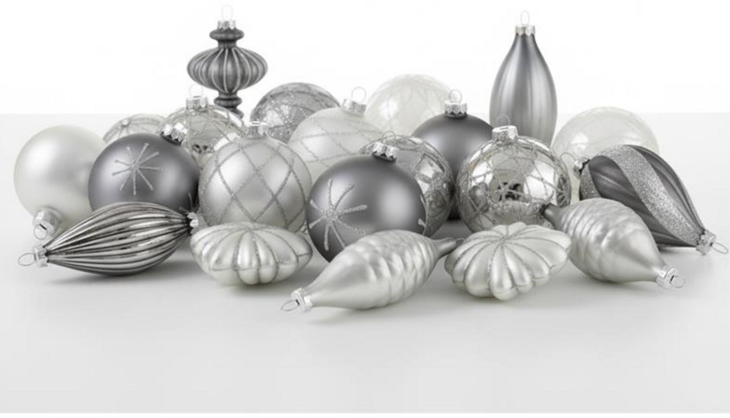 Weihnachtskugel 35er Set FROSTFALL Glas Grau Bild 1