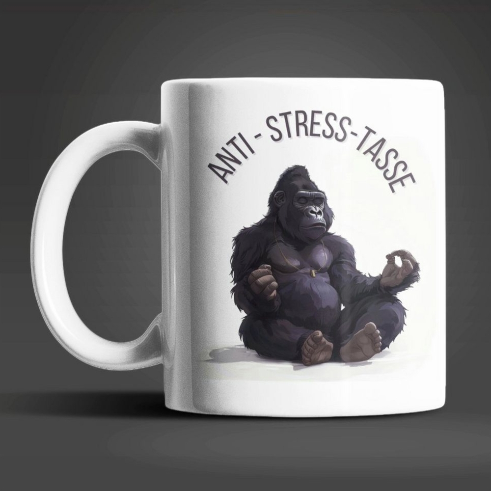 WS-Trend Tasse Yoga Affe Gorilla Anti Stress Keramik Kaffeetasse Teetasse, Keramik Bild 1