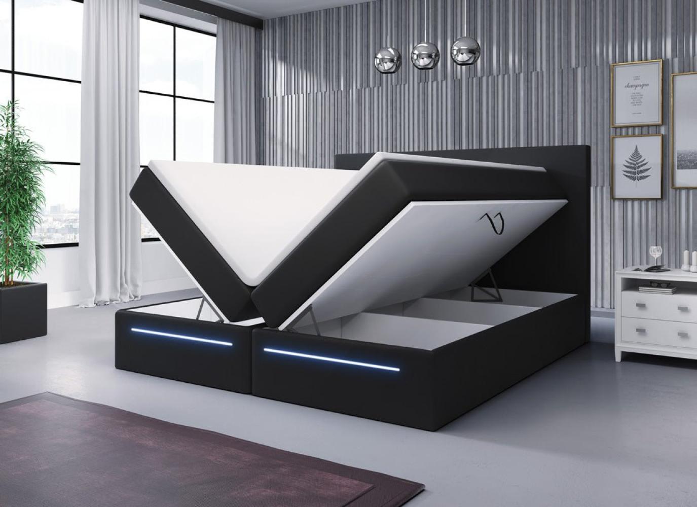 Boxspringbett Sejour mit LED u. Stauraum 160x200 Schwarz H3 Bild 1