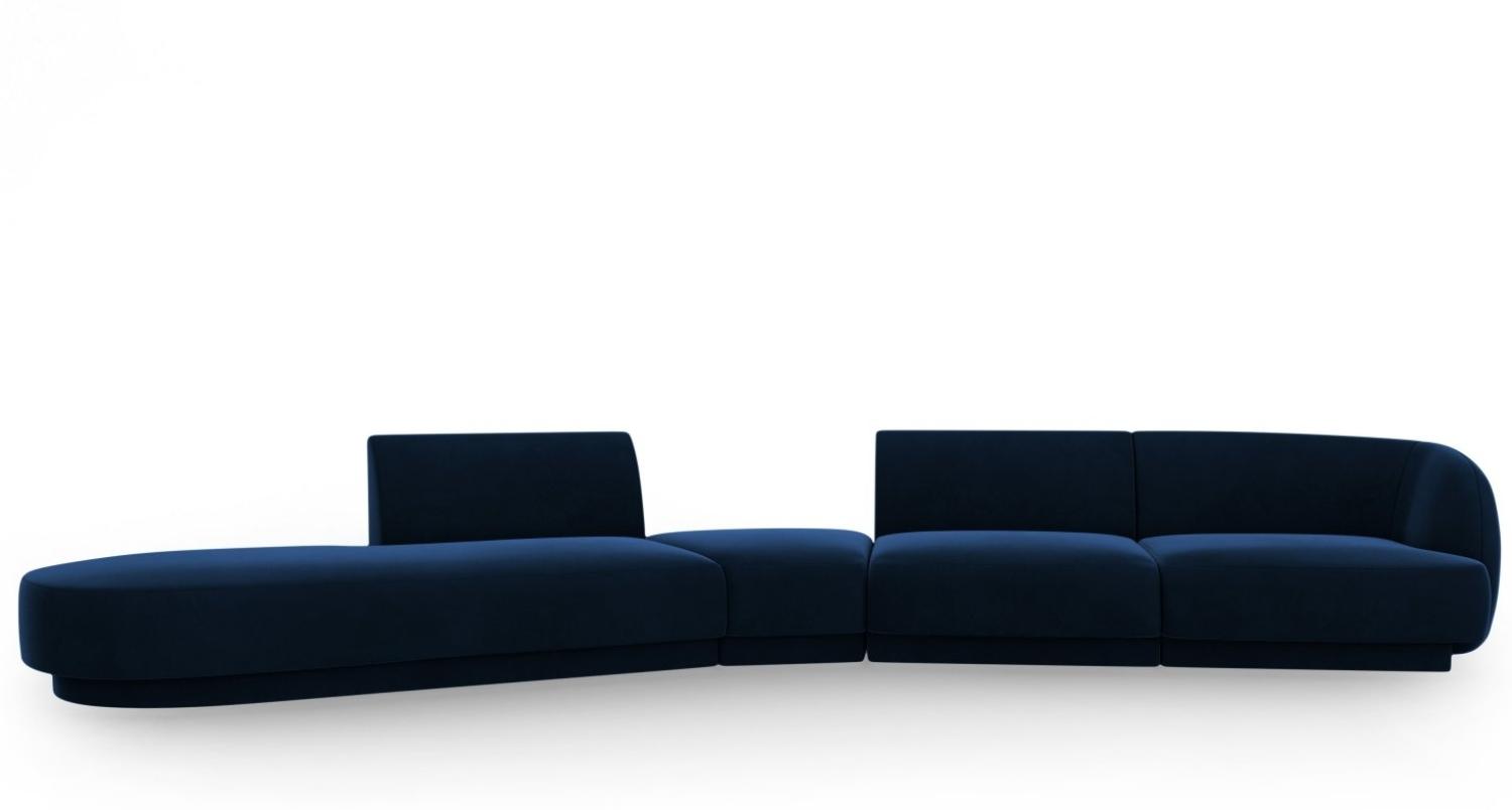 Micadoni Modulares Sofa Miley 5-Sitzer Links Samtstoff Königsblau Bild 1