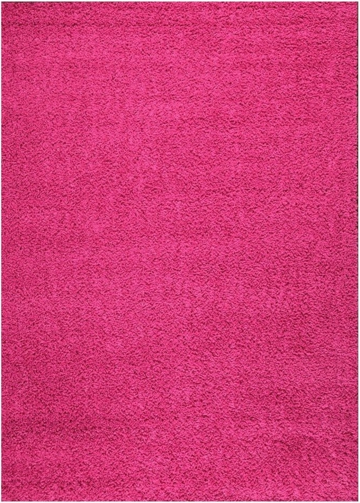 VIMODA Teppich Prime Shaggy Hochflor Langflor Einfarbig Modern Pink Rosa für Wohnzimmer, Schlafzimmer, Maße:Ø 160 cm Rund Bild 1