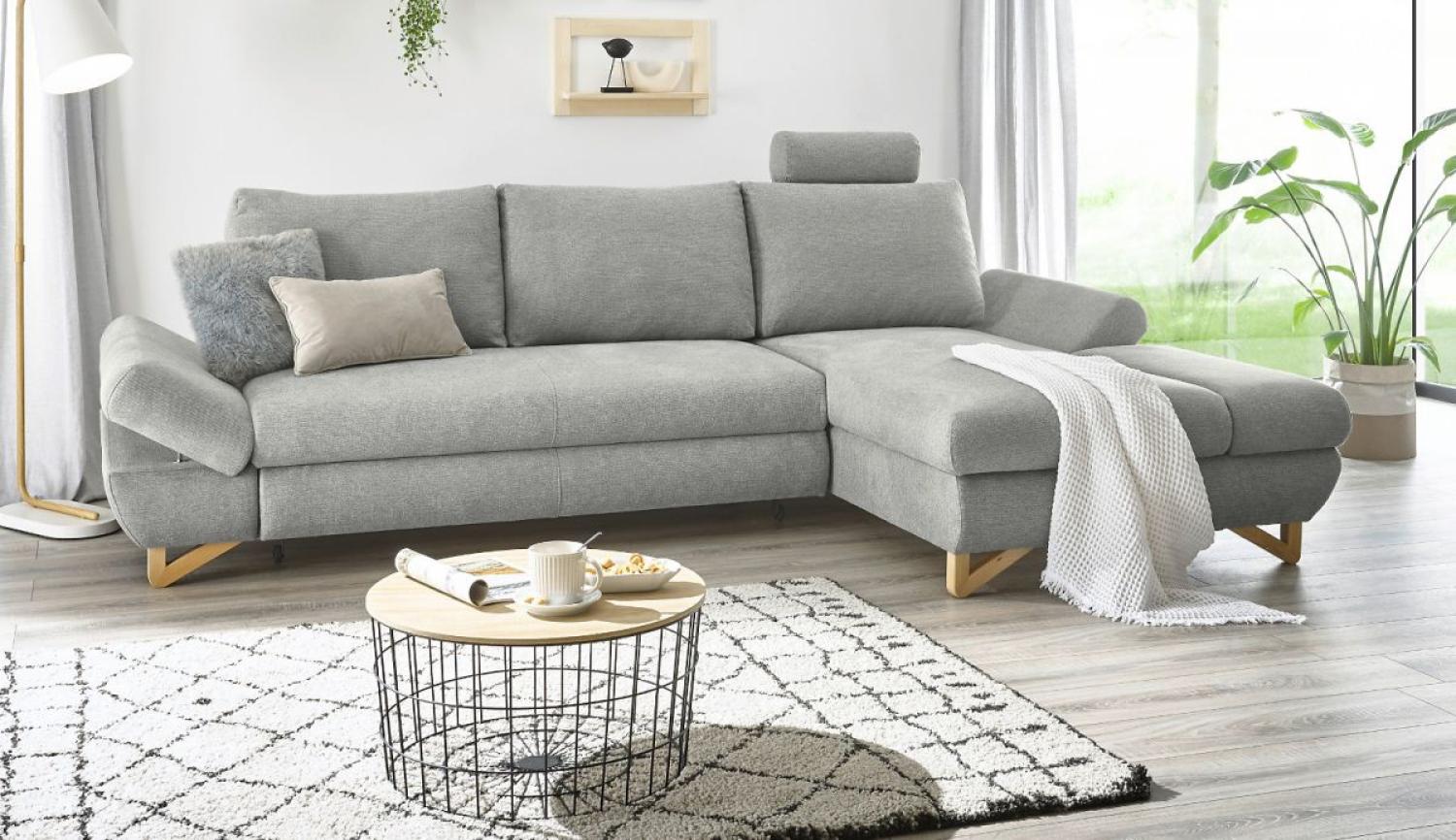 Ecksofa Skalm in grau mit Bettfunktion 284 cm Bild 1