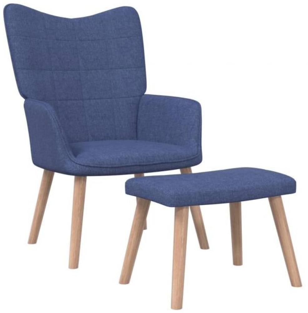 vidaXL Relaxsessel mit Hocker Blau Stoff [327934] Bild 1