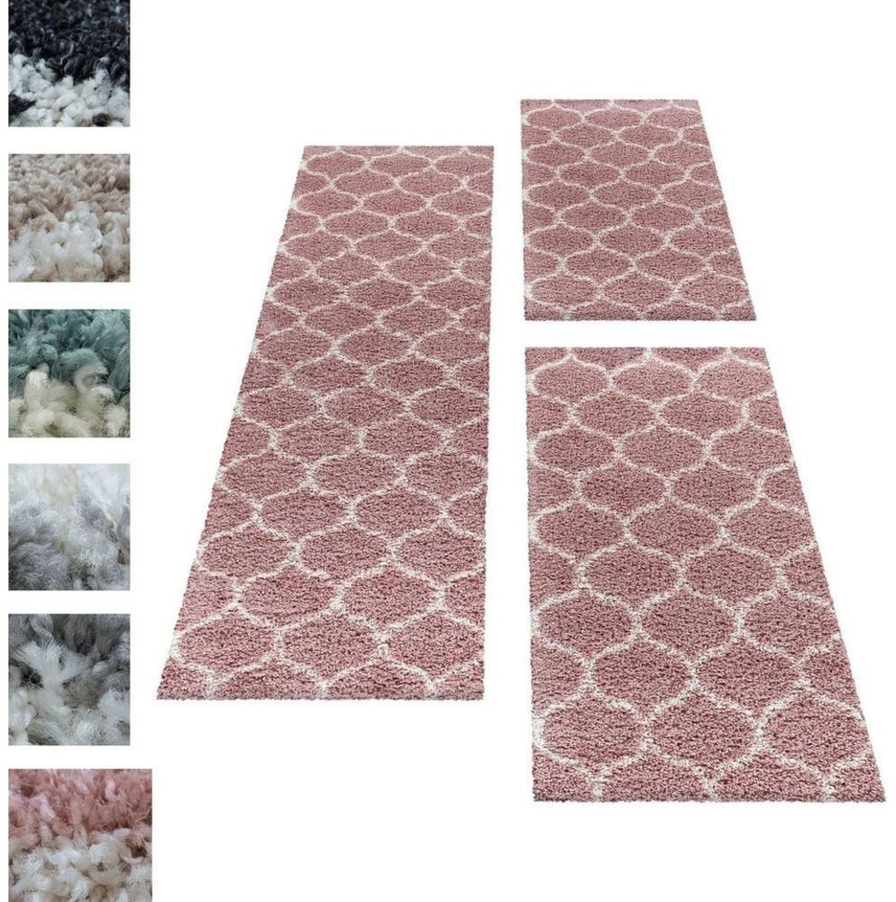 Carpettex Hochflor-Bettumrandung Skandinavisches Design, Höhe 30 mm, (Bett-Set, 3-tlg, Bettvorlage), Schlafzimmer Teppich Bettumrandung Läufer Set 3 teilig Bild 1