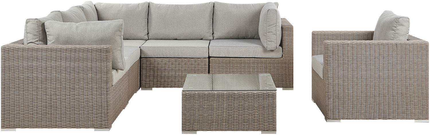 Ecksofa Lounge Set CONTARE 6 Personen Rechtsseitig Taupe Bild 1