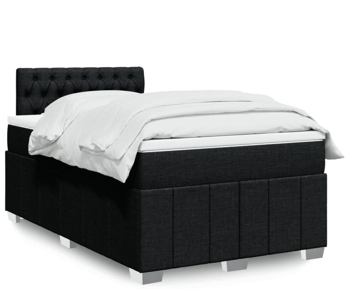 vidaXL Boxspringbett mit Matratze Schwarz 120x200 cm Stoff 3289344 Bild 1