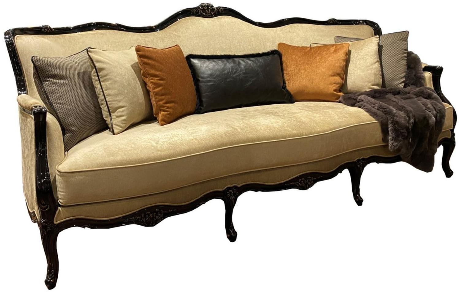 Casa Padrino Luxus Barock Wohnzimmer Sofa Gold / Schwarz / Antik Gold 230 x 90 x H. 105 cm - Hochwertige Wohnzimmer Möbel im Barockstil - Edel & Prunkvoll Bild 1