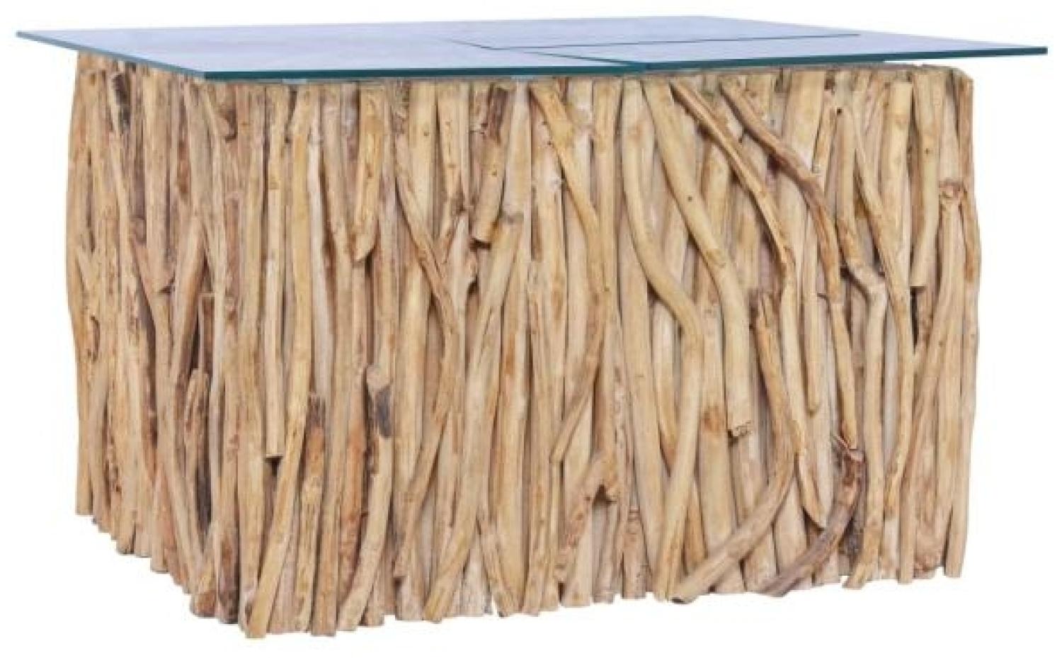 vidaXL Couchtisch mit Glasplatte 66x66x40 cm Massivholz Teak 288814 Bild 1
