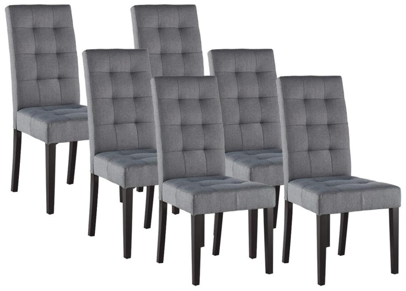 Vente-unique - Stuhl 6er-Set - Stoff & Holz - Grau - VILLOSA Bild 1