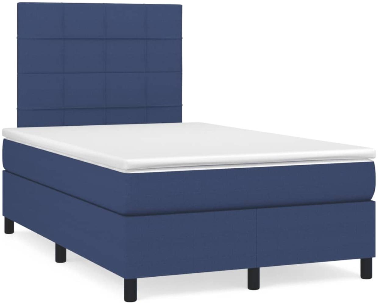 vidaXL Boxspringbett mit Matratze Blau 120x190 cm Stoff 3269887 Bild 1