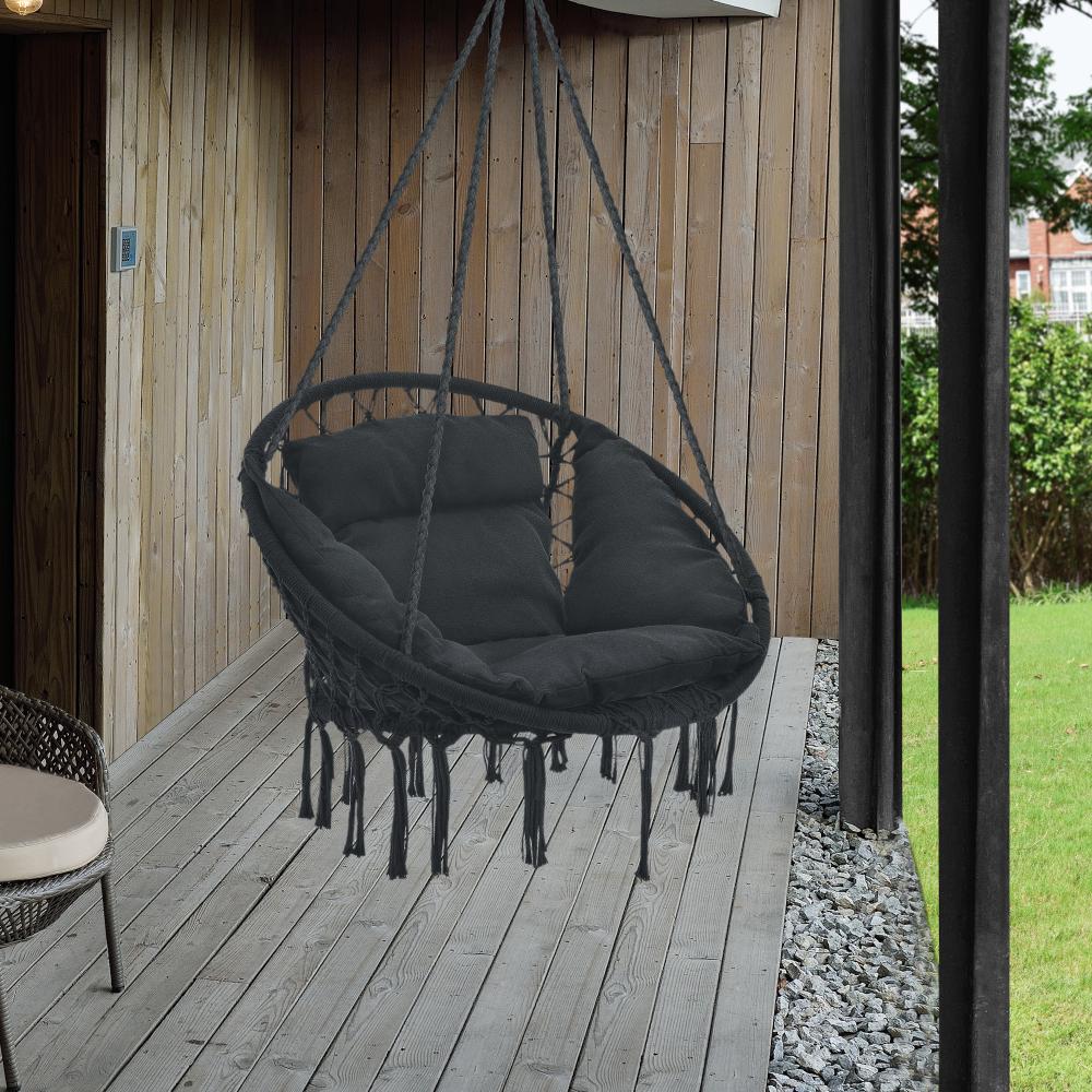 Hängesessel Kailua Max. 150 kg Indoor Outdoor mit Kissen Schwarz casa. pro Bild 1