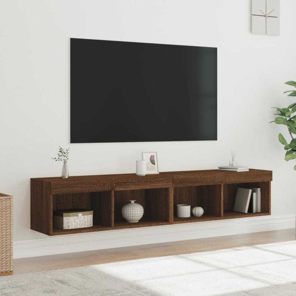 vidaXL TV-Schränke mit LED-Leuchten 2 Stk. Braun Eichen-Optik 837154 Bild 1