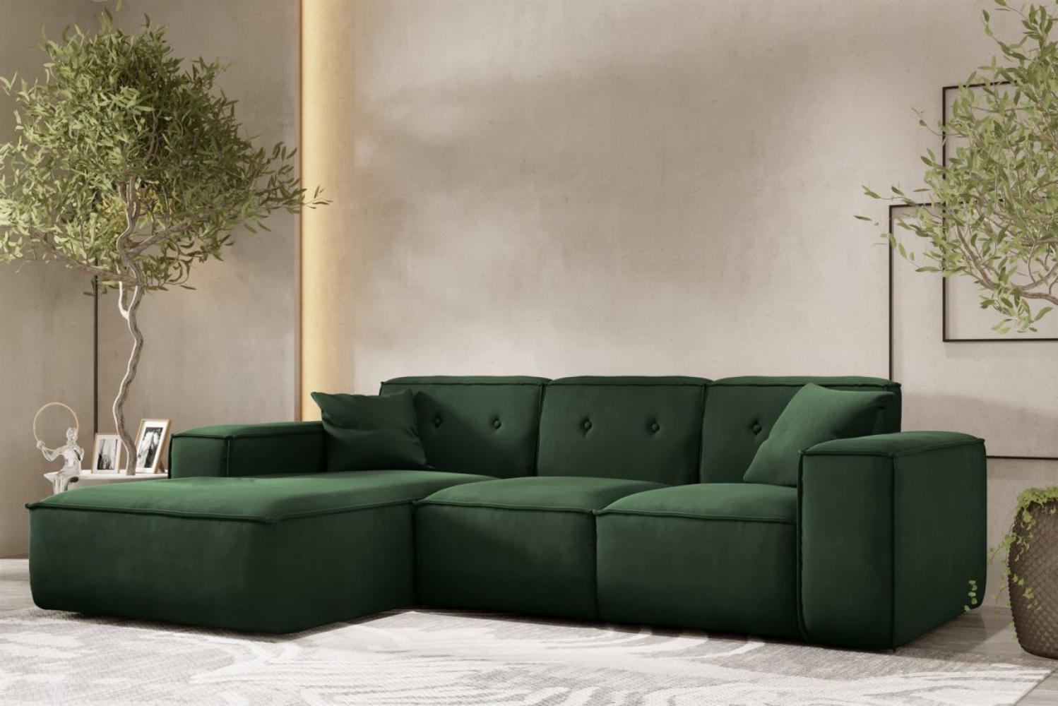 Ecksofa Designersofa CESINA Stoff Opera Velvet Dunkelgrün Ottomane Links Bild 1