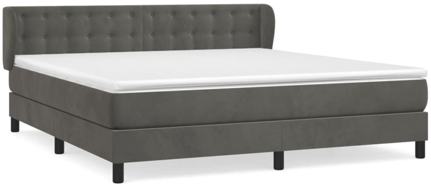 vidaXL Boxspringbett mit Matratze Dunkelgrau 180x200 cm Samt 3127746 Bild 1