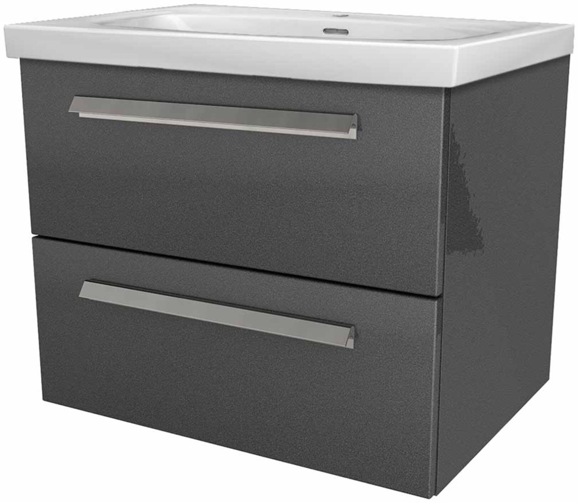 Lanzet K1 Badmöbel Set 2-teilig, 61 cm breit, Anthrazit, Keramikwaschbecken Bild 1