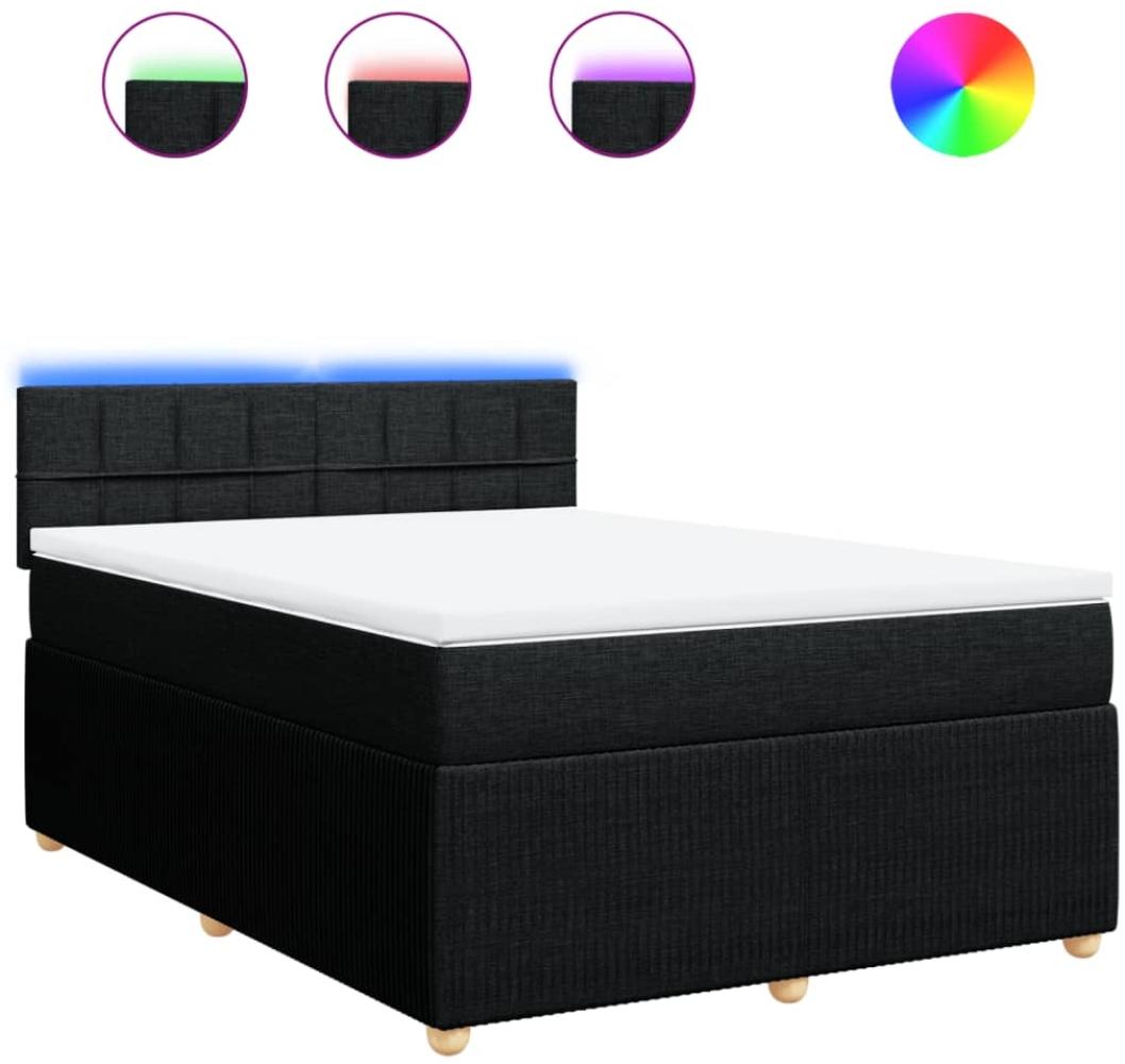 vidaXL Boxspringbett mit Matratze Schwarz 140x190 cm Stoff 3289753 Bild 1