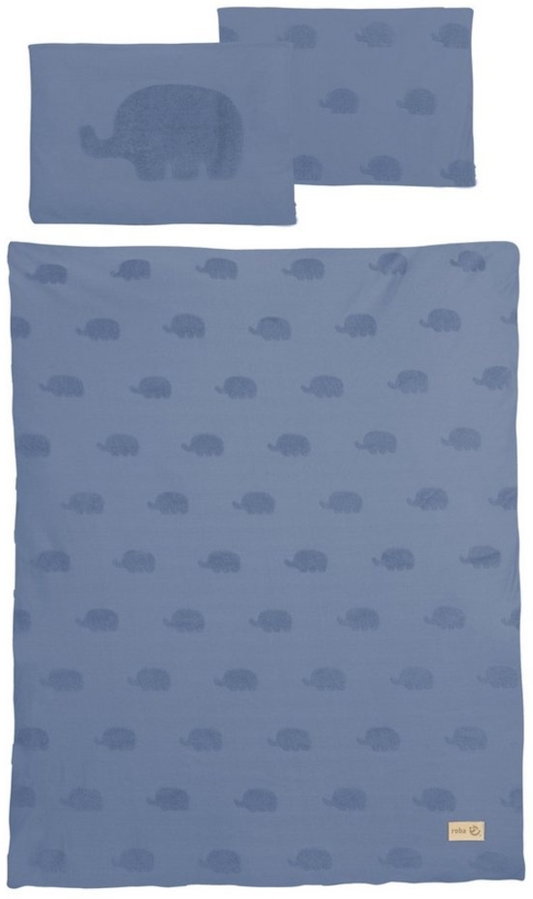 roba® Kinderbettwäsche Lil Elephant 100 x 135 cm - Bio-Baumwolle - erhältlich in Braun & Blau, kuschelige Bettwäsche mit Elefanten Motiven - GOTS & OEKO-Tex 100 Bild 1