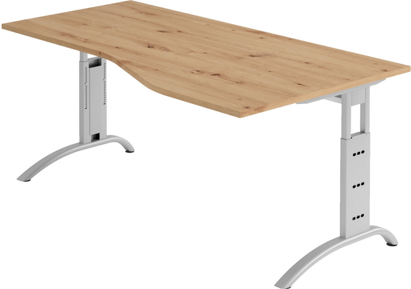 bümö manuell höhenverstellbarer Schreibtisch 180x100 cm in Asteiche - PC Tisch höhenverstellbar & groß, höhenverstellbarer Tisch Büro, großer Computertisch verstellbar, F-Serie, FS-18-R-S Bild 1