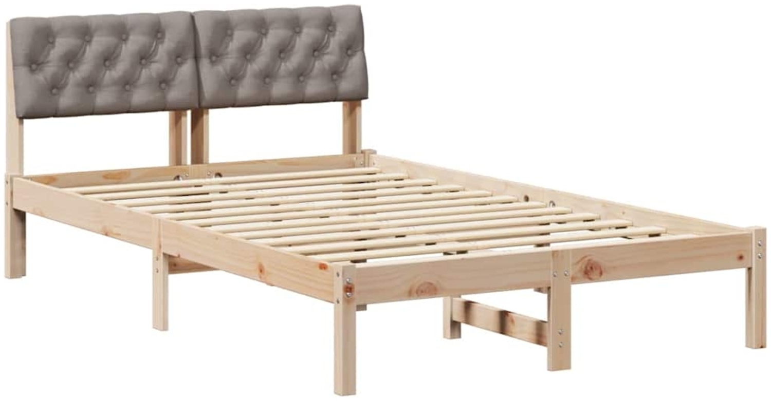 vidaXL Bettgestell Braun und Taupe 120 x 190 cm Massivholz Kiefer 878627 Bild 1