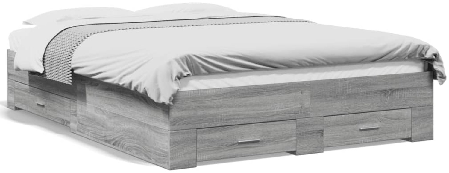 vidaXL Bettgestell mit Schubladen Grau Sonoma 120x190 cm Holzwerkstoff 3280417 Bild 1