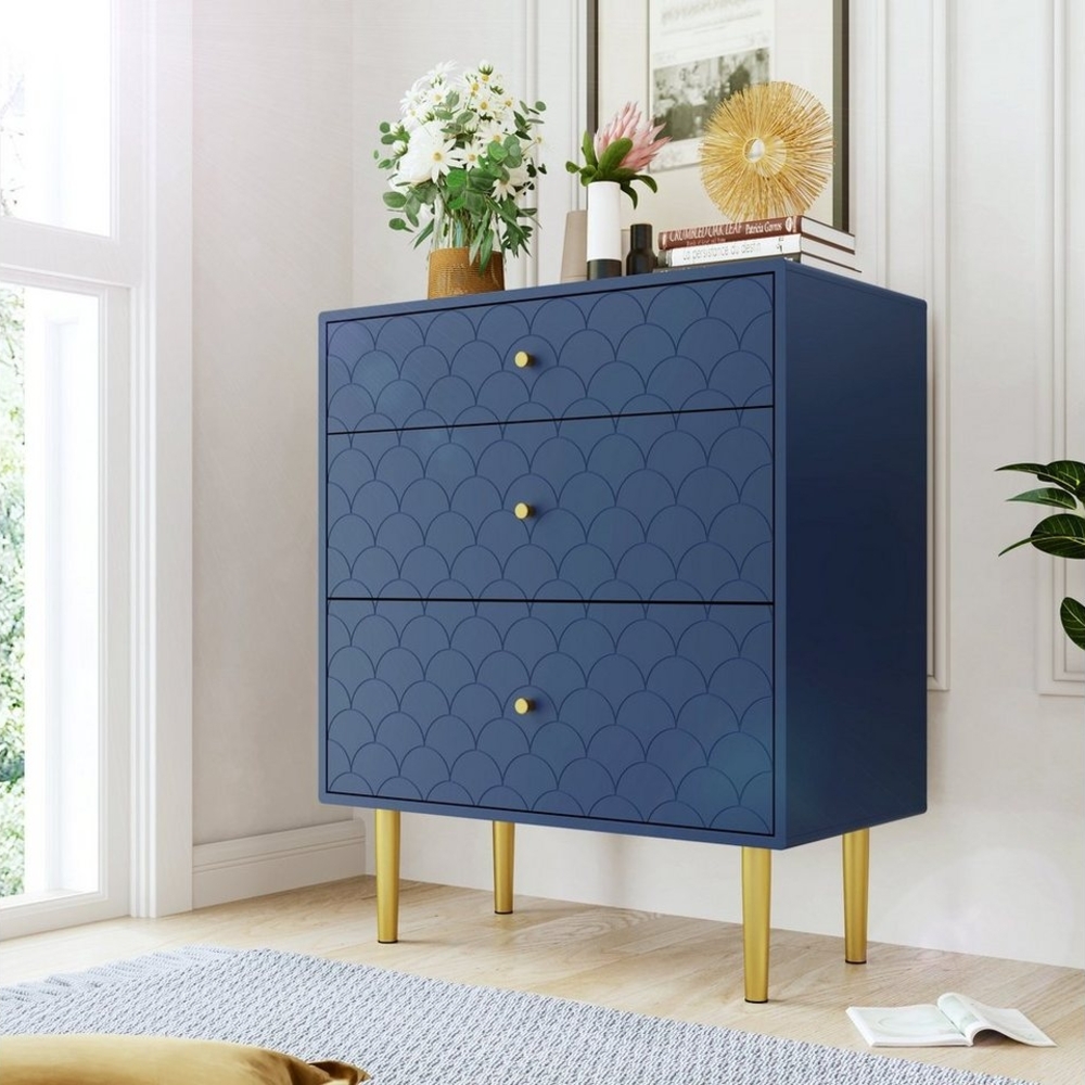 Flieks Kommode, Sideboard Fischschuppenmuster 75*40*89cm Marineblau Bild 1