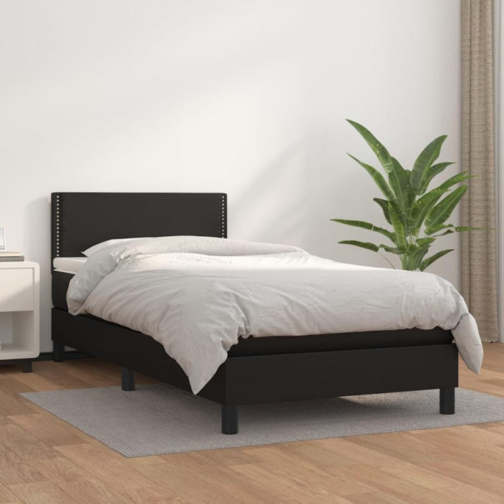 vidaXL Boxspringbett mit Matratze Schwarz 90x200 cm Kunstleder 3141041 Bild 1