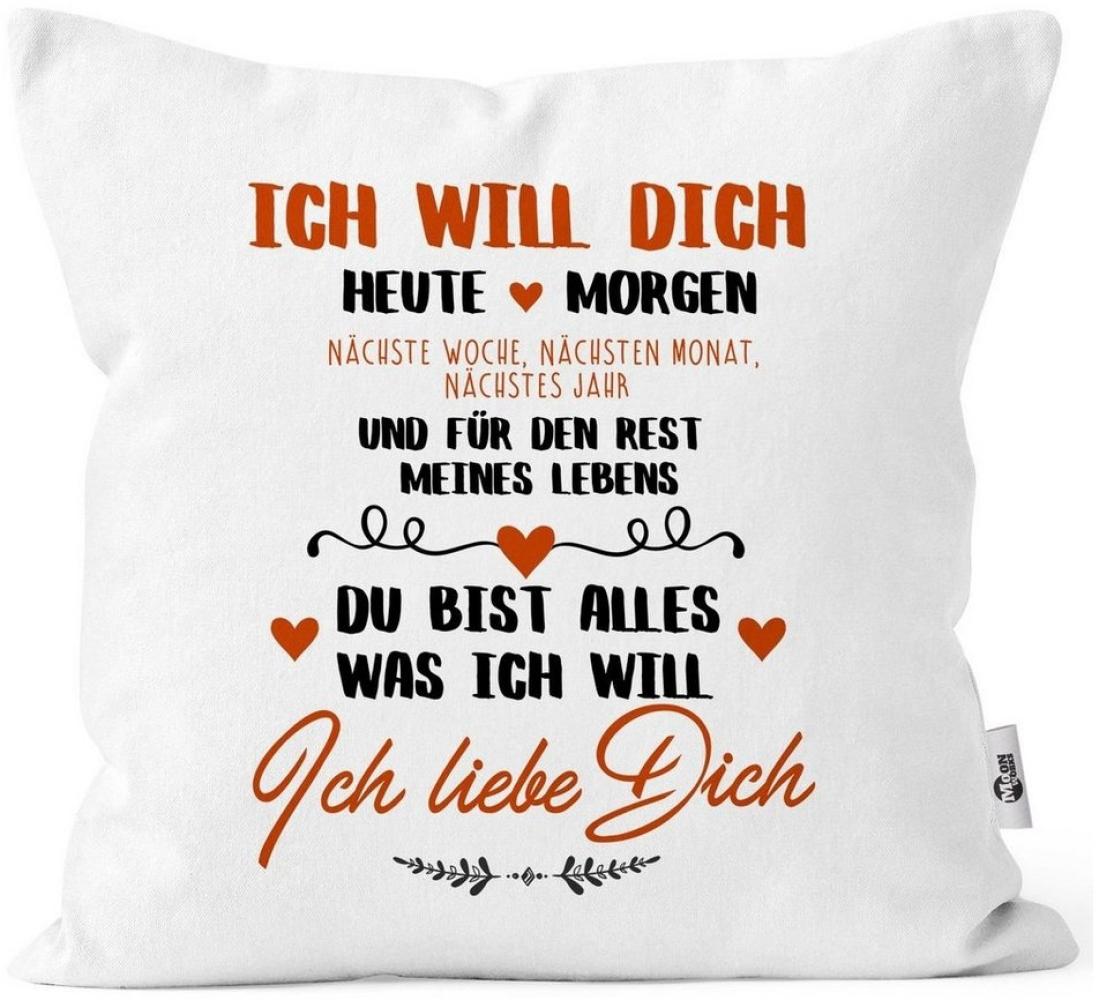 MoonWorks Dekokissen Kissen-Bezug Ich will dich heute und morgen ich liebe dich Geschenk Valentinstag Liebe Spruch Kissen-Hülle Deko-Kissen Baumwolle MoonWorks® Bild 1