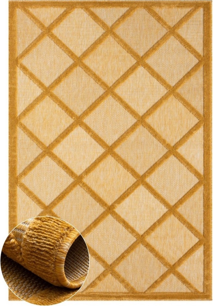 Wohnando Teppich MY-RUG Outdoor-Teppich "Lotta III" 160x100 cm, gelb, rechteckig, Höhe: 8 mm, mit Hoch-Tief-Effekt, unifarben, sehr kuschelig Bild 1