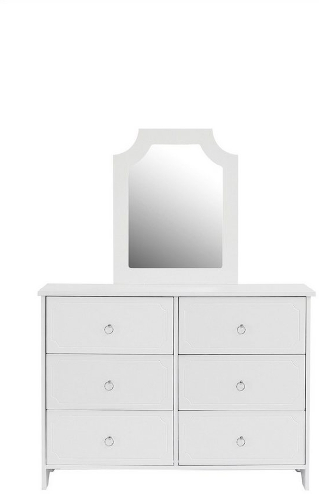 OKWISH Kommode Sideboard (6 Schubladenschrank, Spiegel herausnehmbar, Stauraum im Wohnzimmer und Schlafzimmer, geräuschlosen Gleitern, MDF+Spanplatte) Bild 1