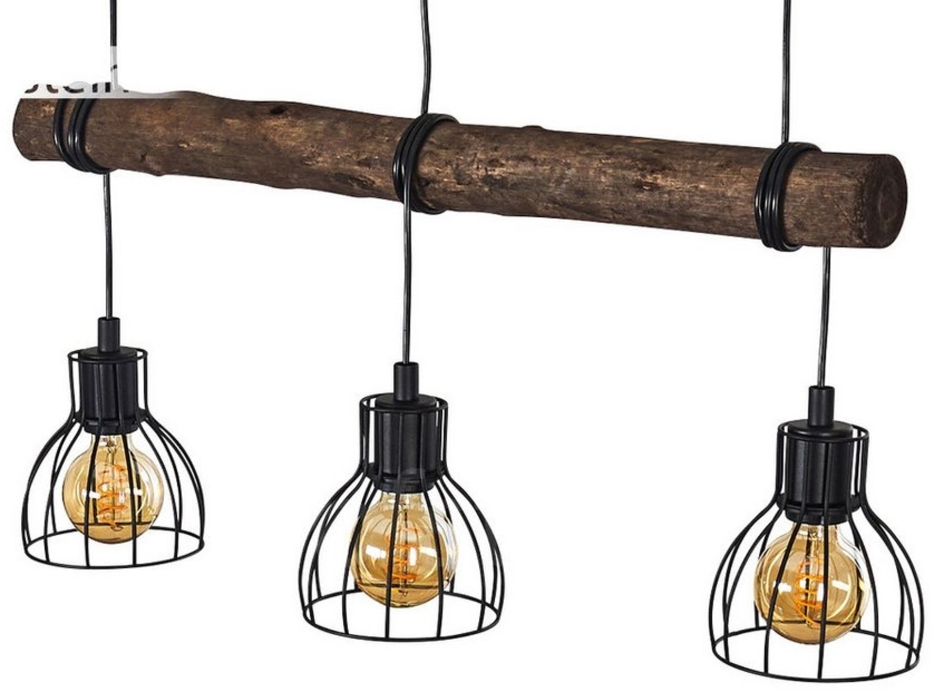 hofstein Pendelleuchte »Selci« längliche Vintage Hängelampe aus Metall, ohne Leuchtmittel, Höhe 152, 5cm, 3xE27, Retro mit Holzbalken Bild 1