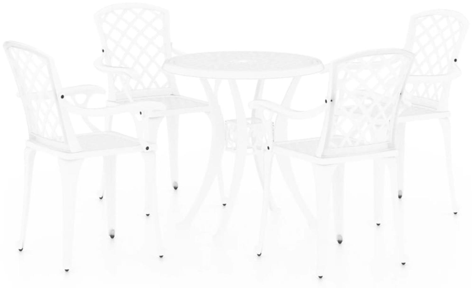 vidaXL 5-tlg. Bistro-Set Aluminiumguss Weiß 3070609 Bild 1