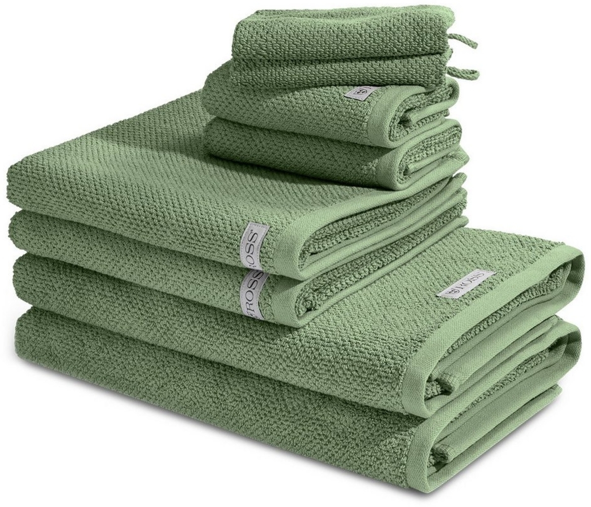 Ross Selection 8 tlg. Frottier-Set - 2 X Handtuch (50 X 100cm), 2 X Duschtuch (70 X 140cm), 2 X Gästetuch (30 X 50cm), 2 X Waschhandschuh (16 X 22cm) - 540 g/m2 - Piniengrün Bild 1