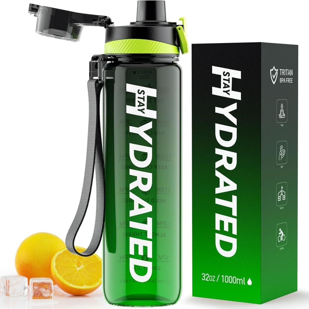 Mevoly Trinkflasche 1L Auslaufsicher BPA-Frei Tritan Sport Zeitmarkierung Achat Bild 1