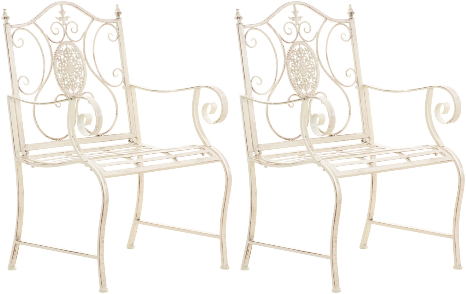 CLP 2er Set Gartenstühle Punjab mit Armlehnen,antik-creme Bild 1