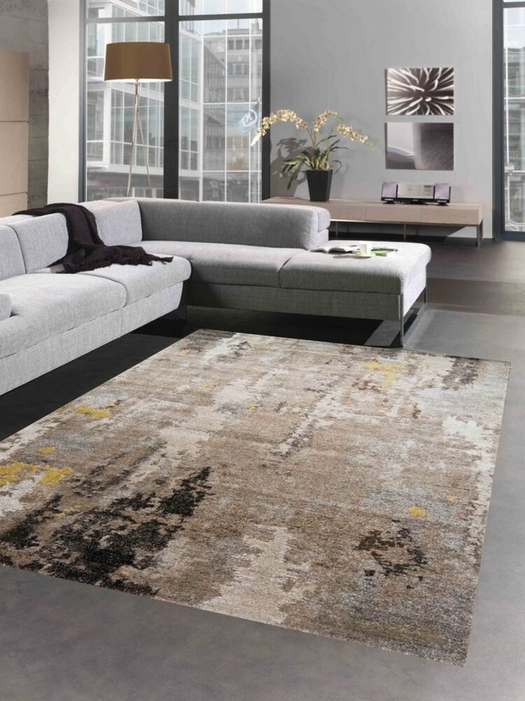 Carpetia Teppich modernes Design Wohnzimmer Flur braun beige - pflegeleicht, rechteckig, Höhe: 13 mm Bild 1
