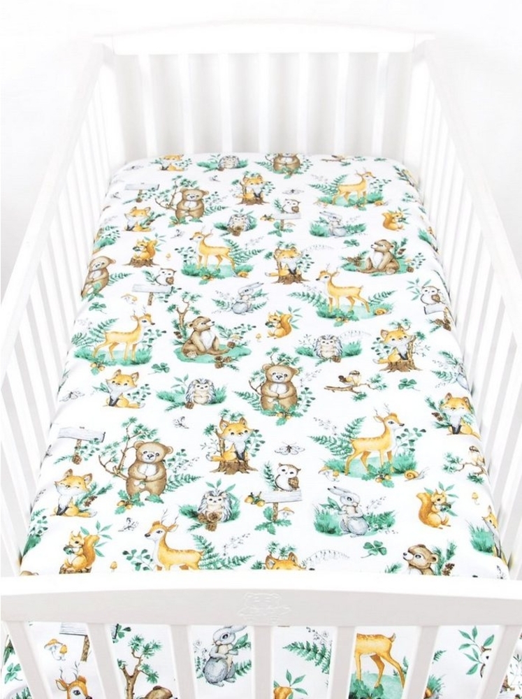 BabyLux Spannbettlaken SPANNBETTLAKEN 70x140 Spannbetttuch Baumwolle Kinder Baby Babybett, 123. Waldtiere Bild 1