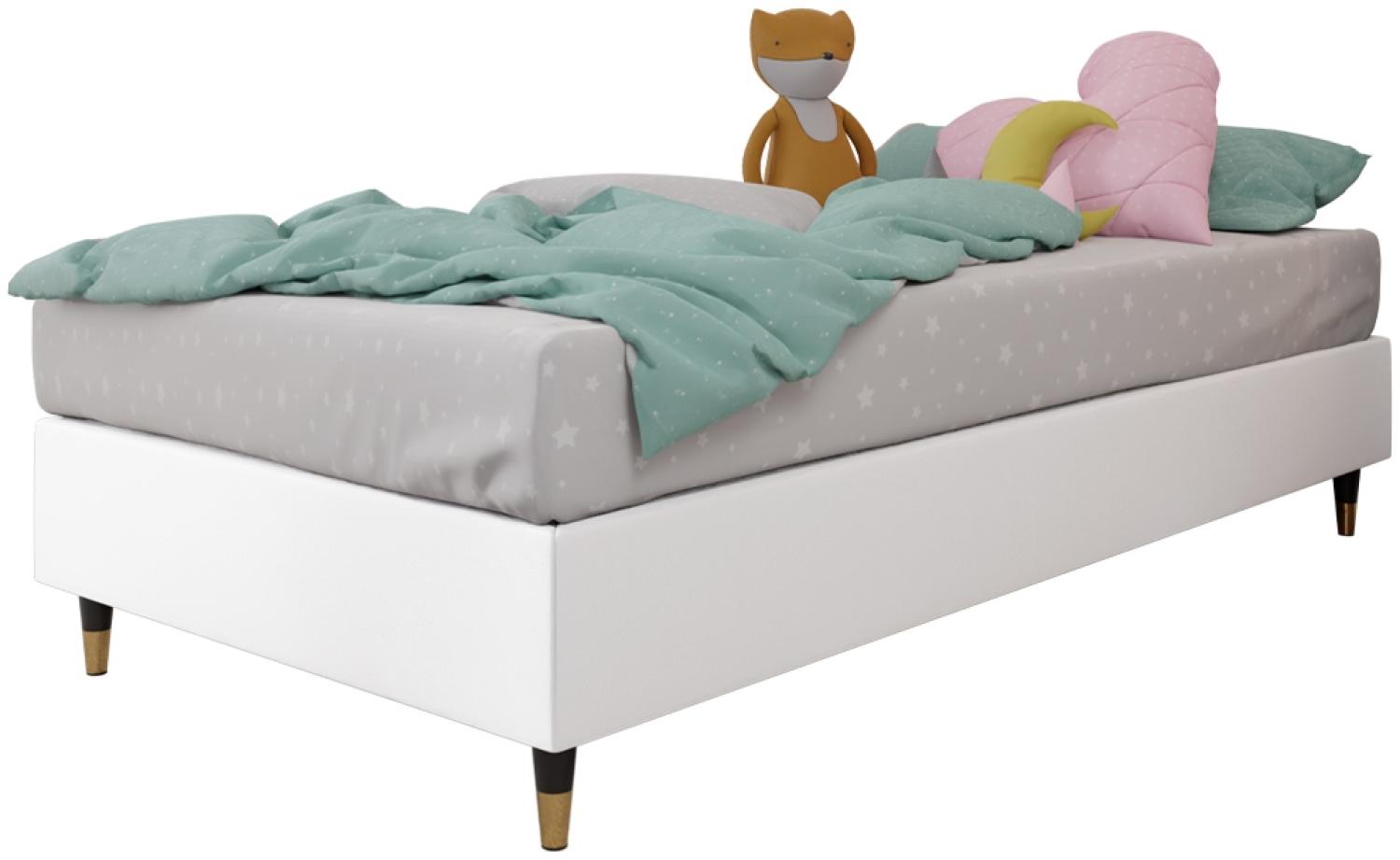 Boxspringbett Sauro Gold für Wandpaneel, Weiß, 90 x 200 cm Bild 1