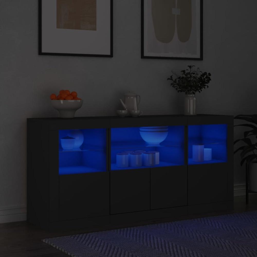 vidaXL Sideboard mit LED-Leuchten Schwarz 142,5x37x67 cm 3209066 Bild 1