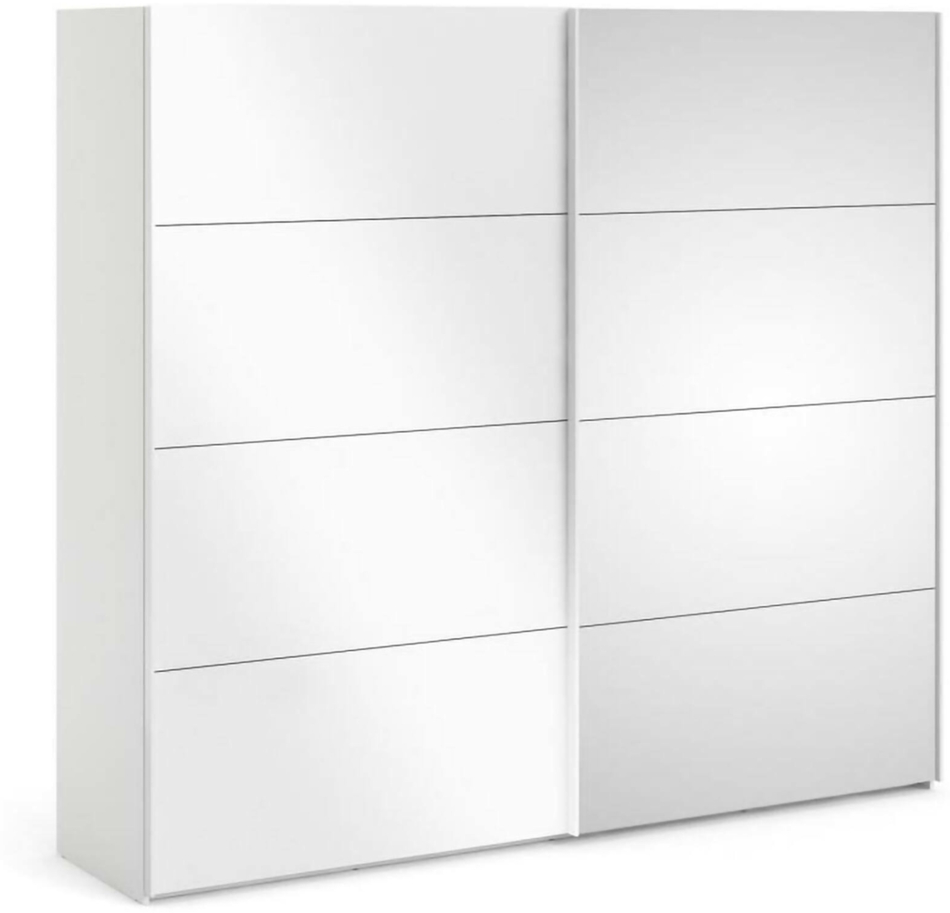 Dmora Kleiderschrank 2 Türen Catalina, Schlafzimmermöbel, Schrank, Garderobe, 243x61 h220 cm, Glänzendes Weiß Bild 1