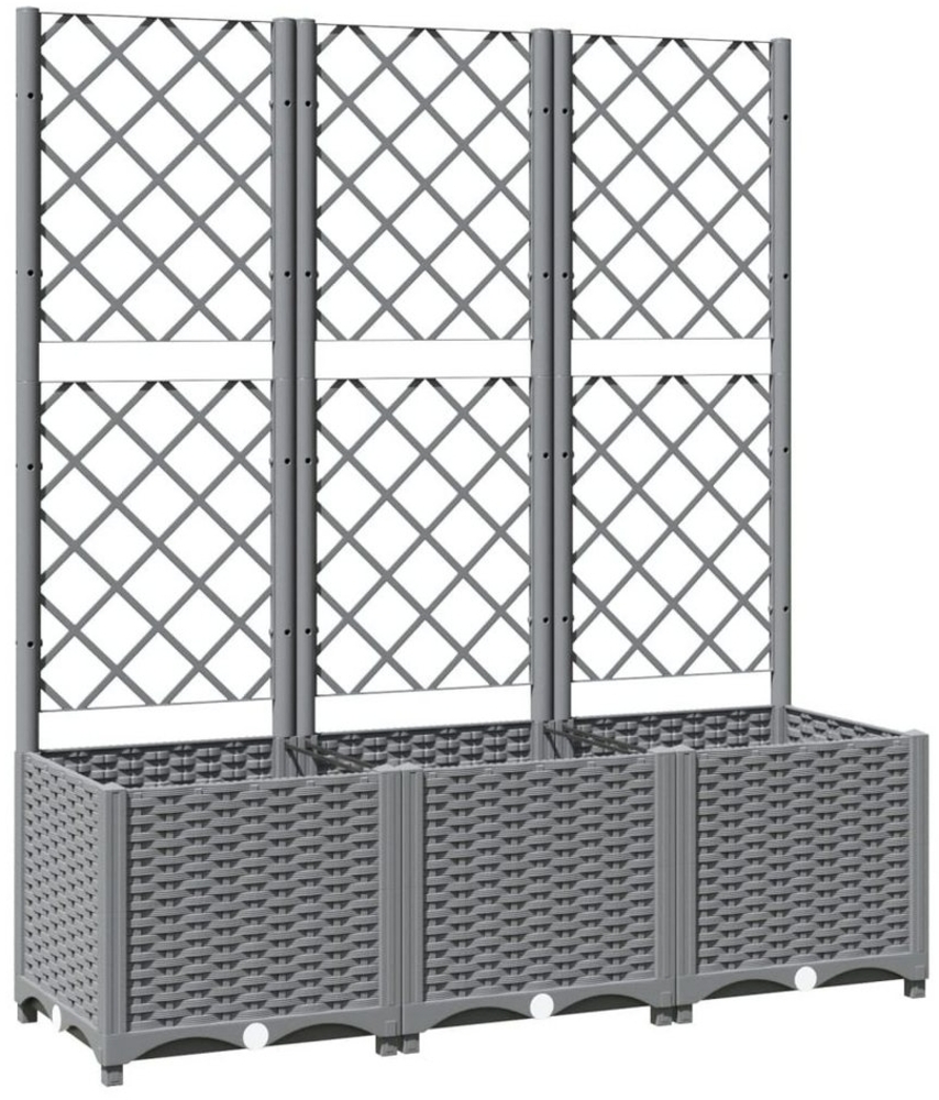 DOTMALL Pflanzkübel Pflanzkübel mit Rankgitter Hellgrau 120x40x136 cm PP Bild 1