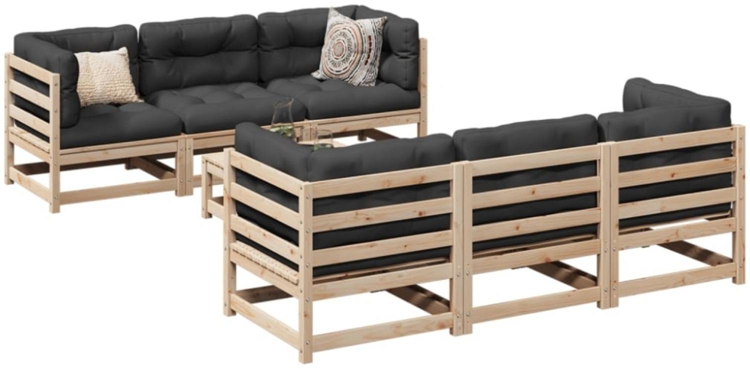 vidaXL 7-tlg. Garten-Sofagarnitur mit Kissen Massivholz Kiefer 3299301 Bild 1