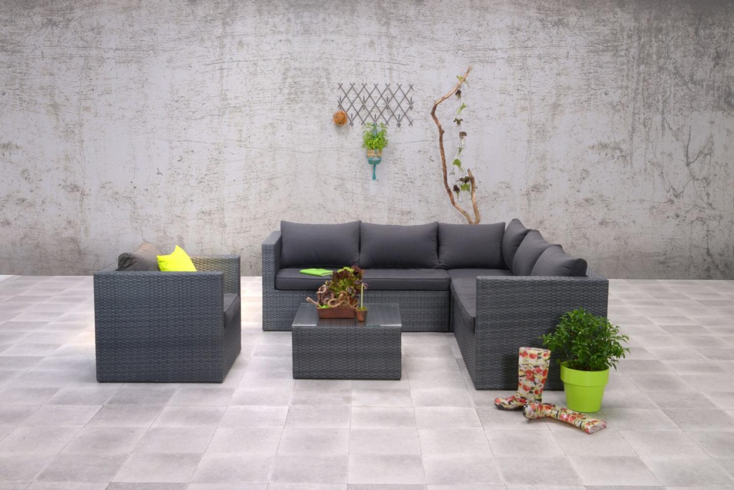 MONTANA Polyrattan Ecklounge Gartenmöbel Sitzgruppe grau Bild 1