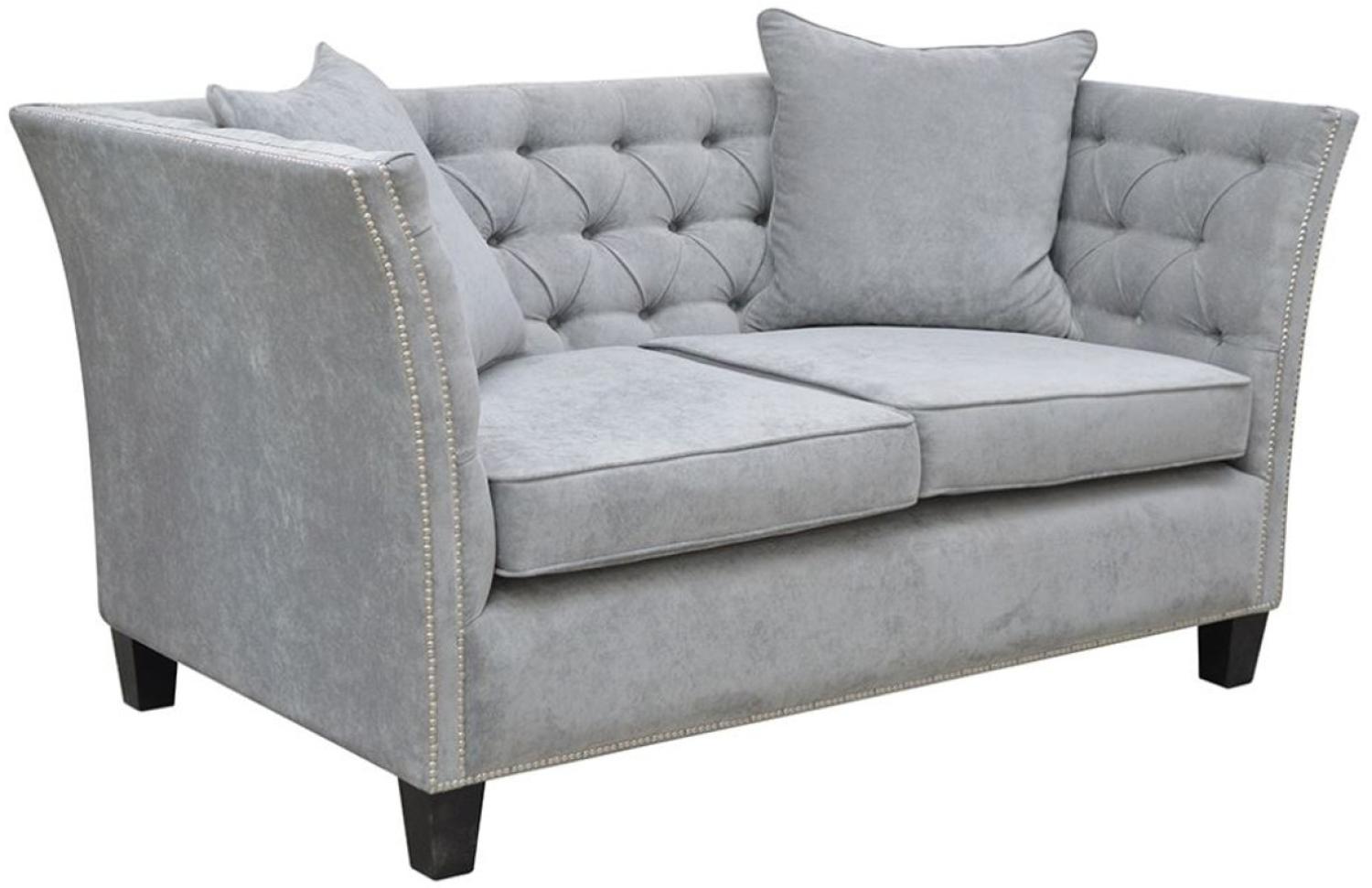 Casa Padrino Luxus Chesterfield Samt Sofa mit Kissen 174,5x91 x H. 86 cm Grau Bild 1