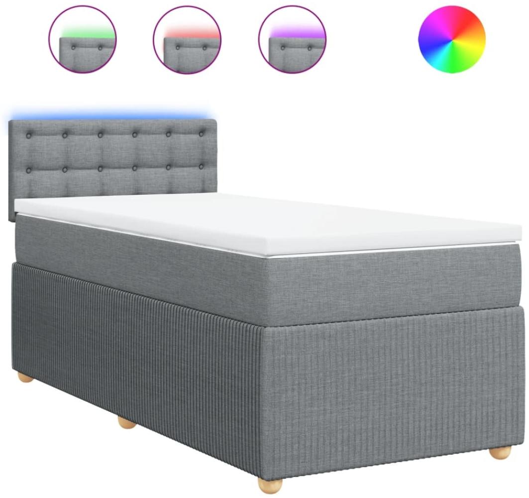 vidaXL Boxspringbett mit Matratze Hellgrau 80x200 cm Stoff 3289597 Bild 1