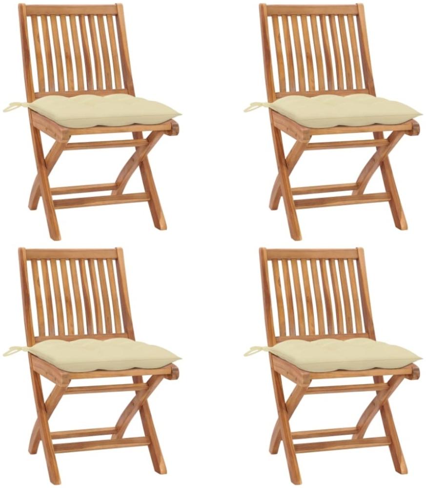 vidaXL Klappbare Gartenstühle mit Kissen 4 Stk. Massivholz Teak 3072824 Bild 1