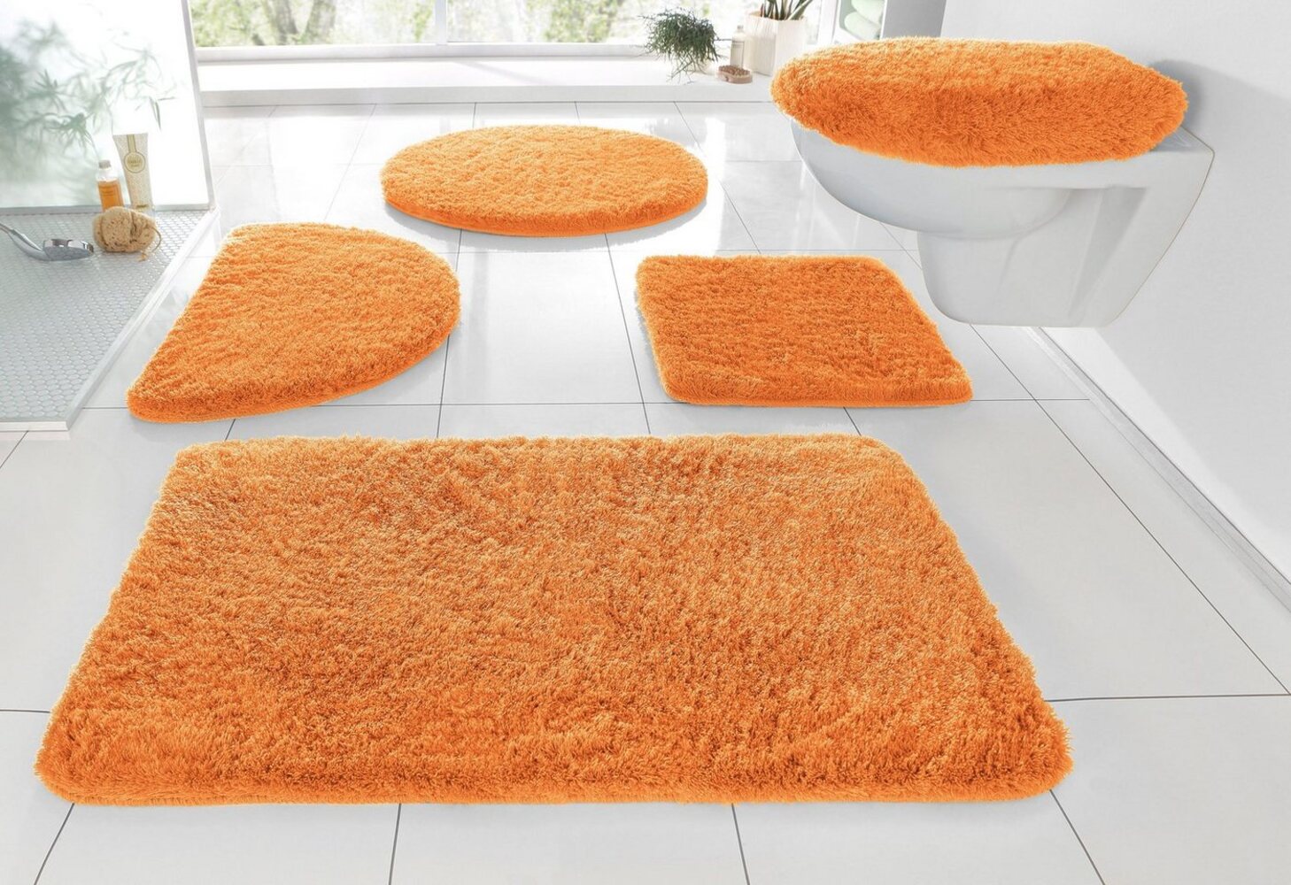 my home Badematte Merida, Badvorleger, Badezimmer Teppich, Höhe 32 mm, rutschhemmend beschichtet, fußbodenheizungsgeeignet, schnell trocknend, strapazierfähig, Kunstfaser, halbrund, Badteppich, Uni Farben, rechteckig, rund & als 2-tlg. Set erhältlich Bild 1