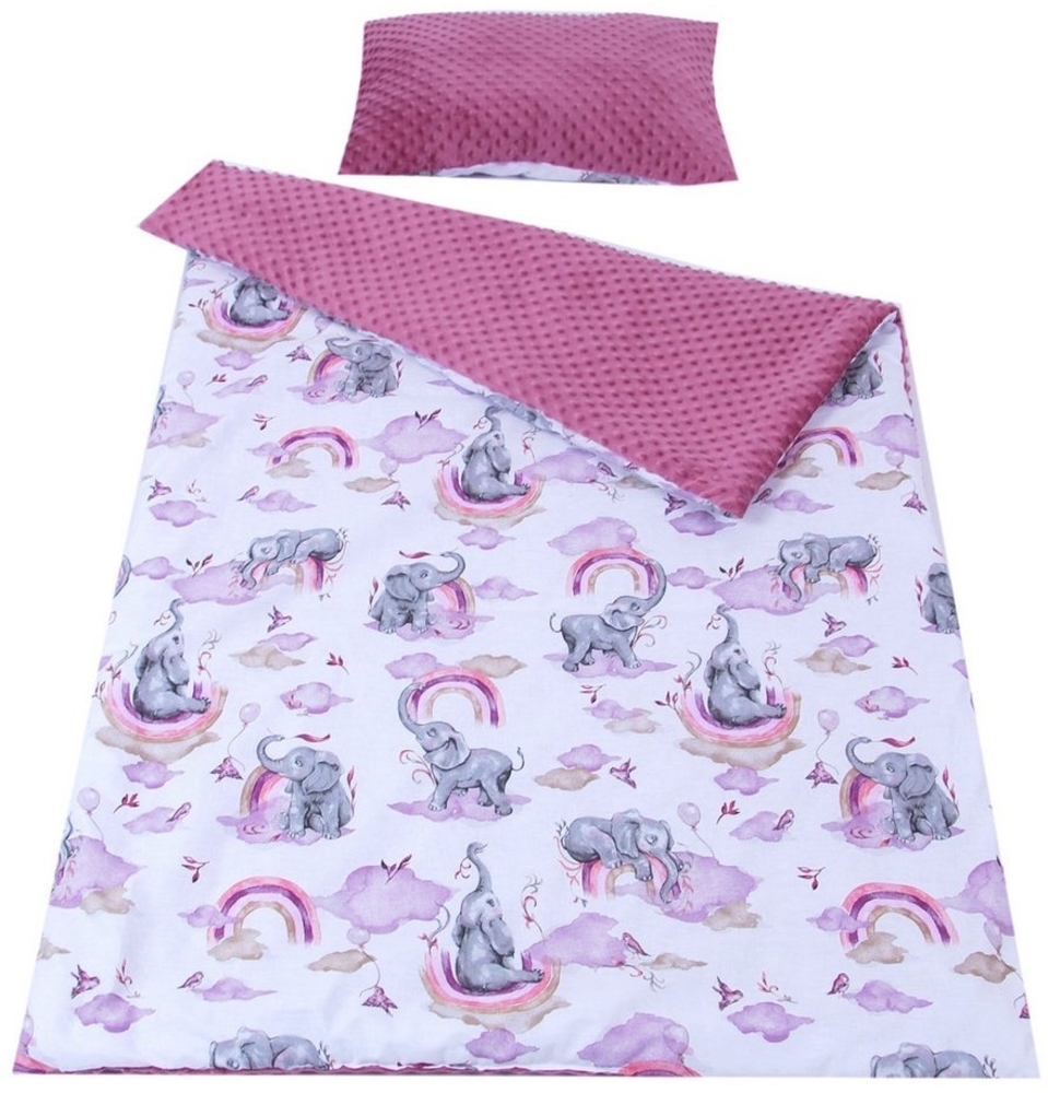 Kinderdecke BABYLUX Kuscheldecke 100 x 150 cm Babydecke Kinderdecke MINKY XXL, BabyLux, 125. Elefanten Rosa mit Kissen Bild 1